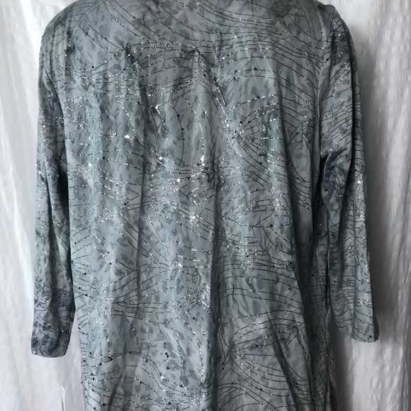 JM COLLECTION silver sequin pattens tank cardigan - Picture 4 of 8